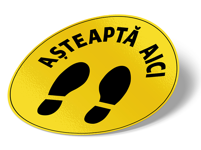 Sticker Informativ Covid-19 - Asteapta Aici!